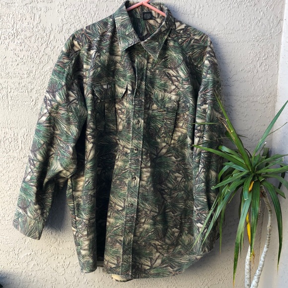 Vtg Fast Track Pine Tree Long Sleeve Hunting Shirt - Picture 1 of 7